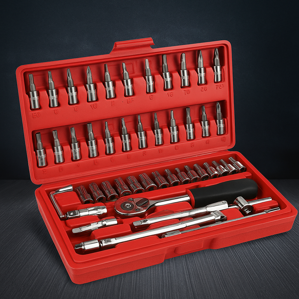 Kit de Herramientas de 46pcs con Dados y Puntas
