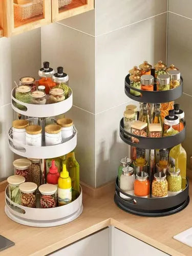 Organizador Cocina CIRCULAR Estantes Especiero Giratorio 3 Niveles