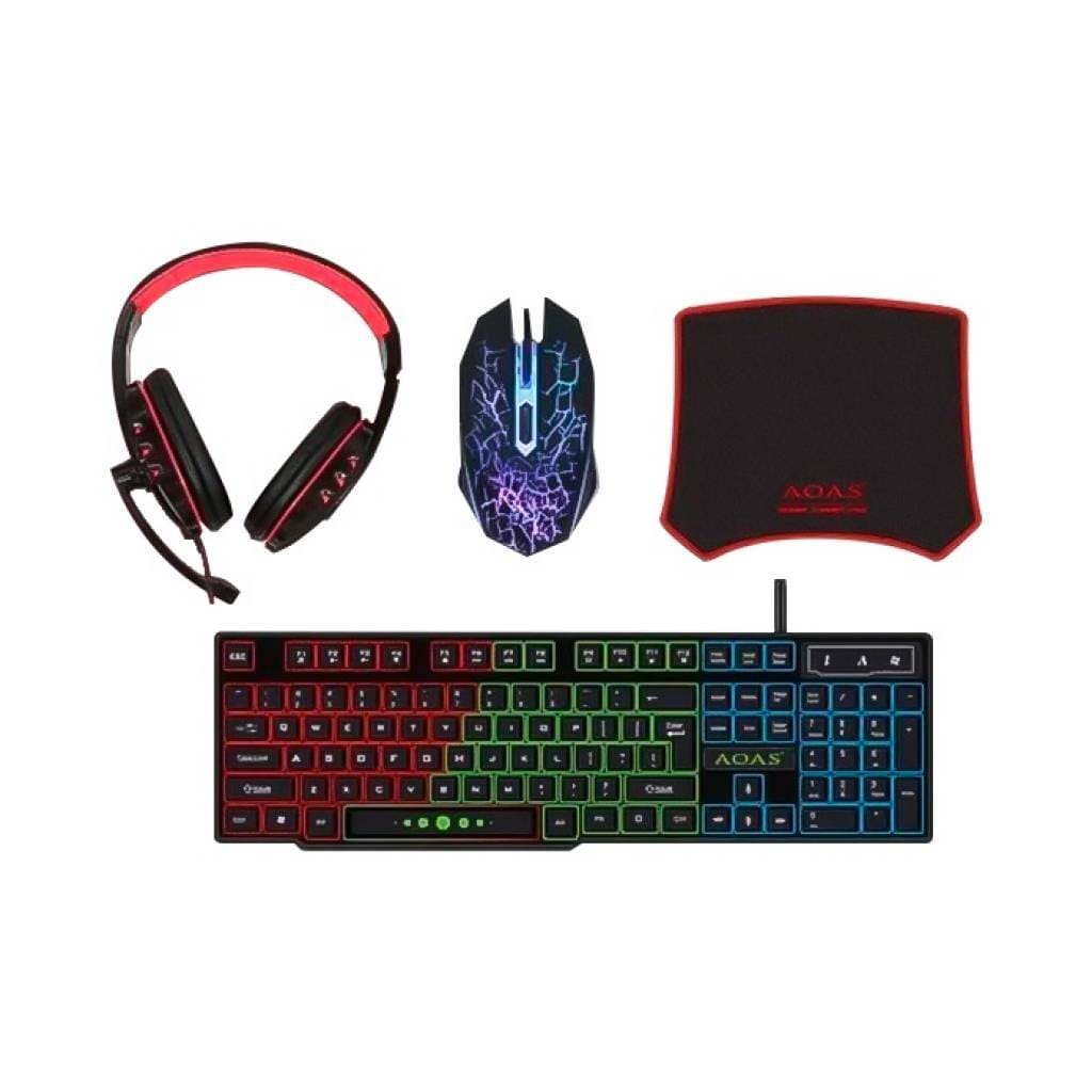 Kit Gamer Teclado + Mouse + Auricular + Mousedpad